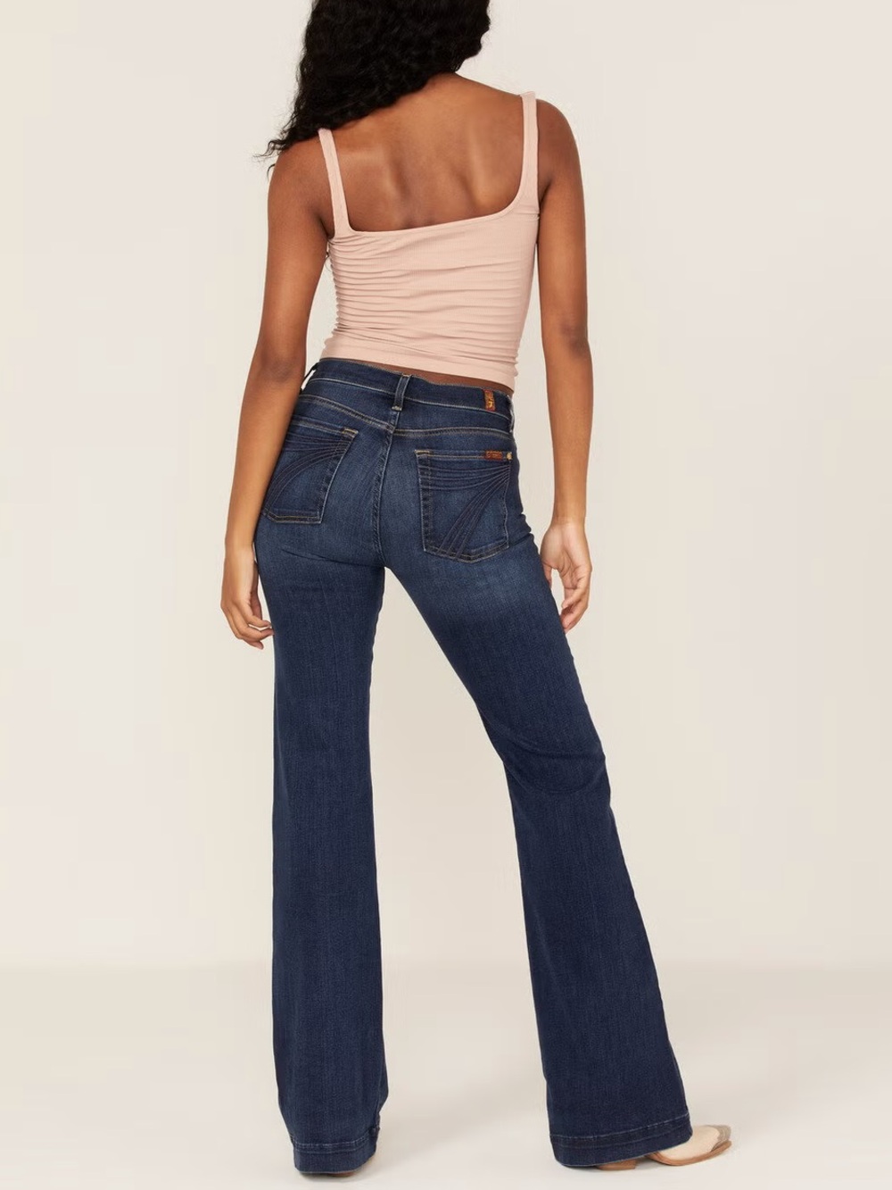 7 for All Mankind Midrise Dojo Flare Bootcut Jeans in Dark Wash